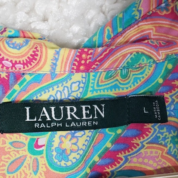 Lauren Ralph Lauren Women Tunic Shirt Size Large Button Up Paisley Casual Travel - Picture 4 of 11